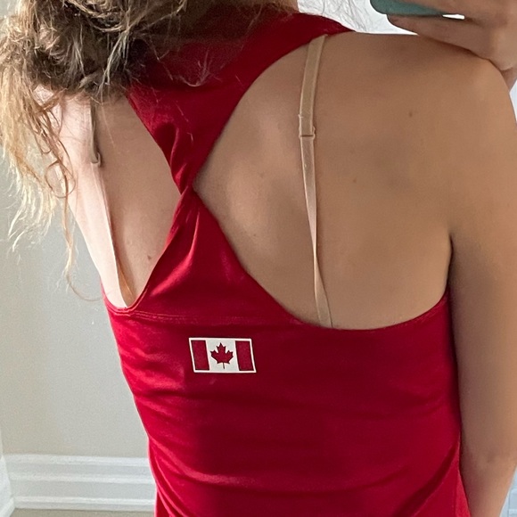 Olympic Club Adidas Climalite Tank Top RacerBack Workout Sleeveless Shirt Red - Picture 2 of 5